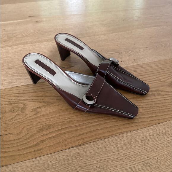 Unisa - Leticia Low Heel Buckle Mules in Dark Brown - Picture 1 of 5
